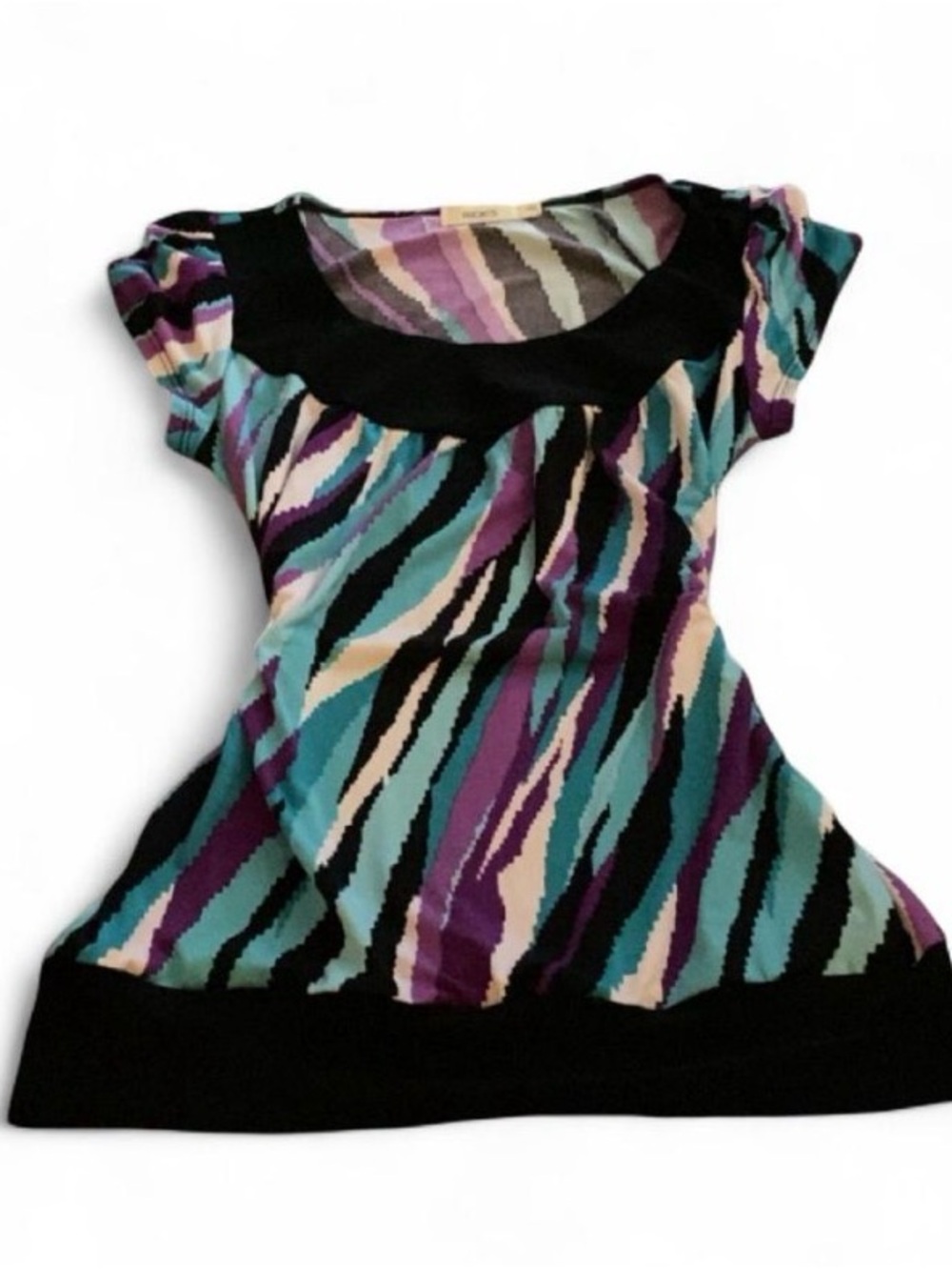 Ricki's Teal, Purple & Black Short-Sleeve Patterned Tunic